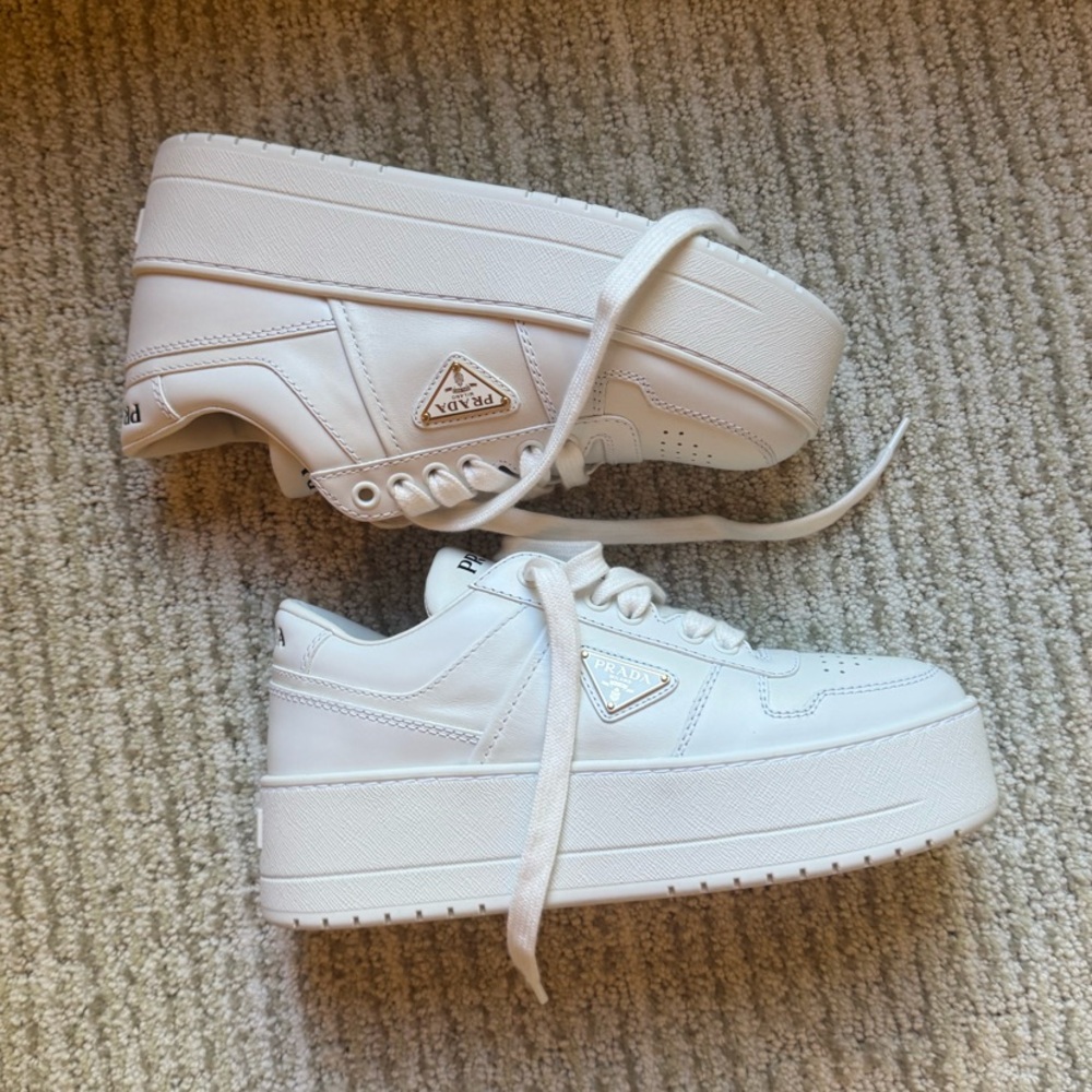 Prada White Platform Sneakers (excellent condition)